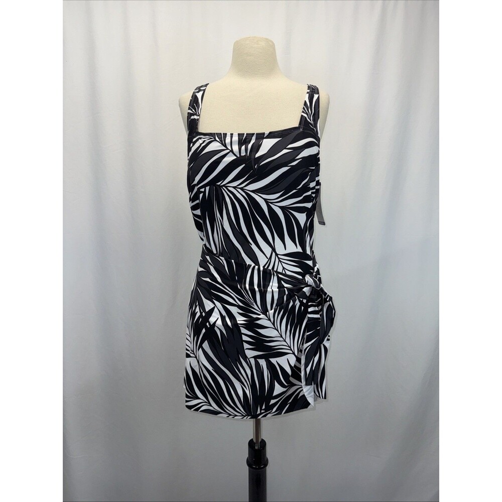 Anne Cole Wrap Tie Swim Dress XXL Black Cruise Resort Beach Pool UPF 50